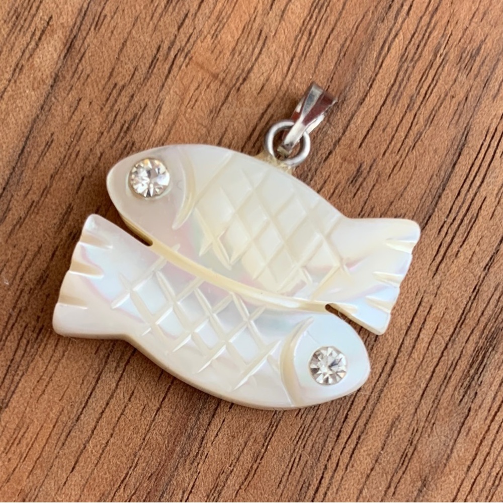 Elegant White Mother of Pearl Fish Pendant